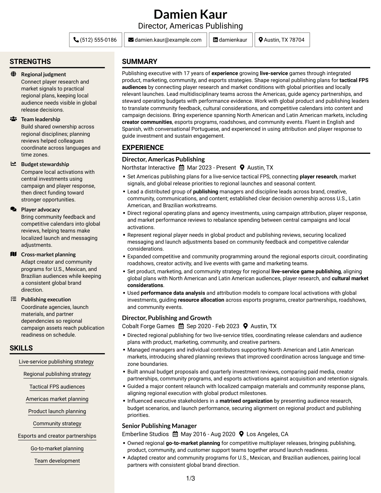 Resume example — page 1