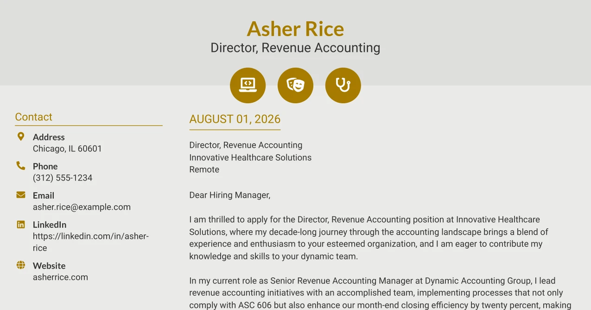 30+ Director, Revenue Accounting Cover Letter Templates with Example 2026