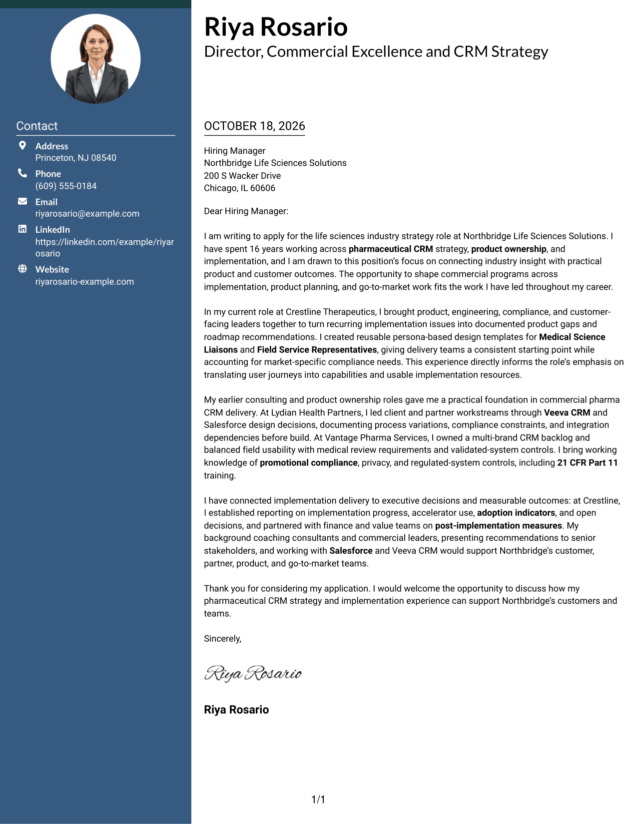Cover letter example — page 1