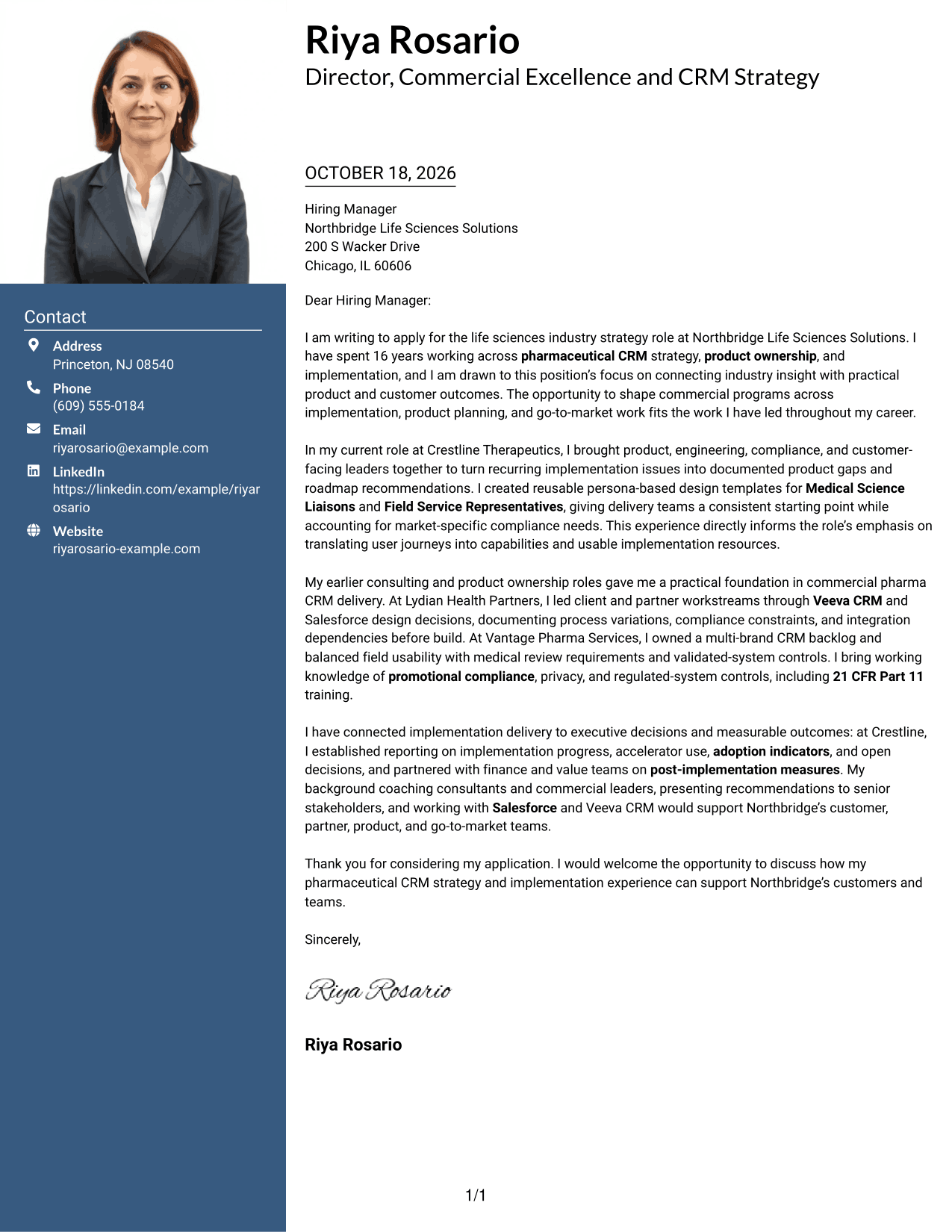 Cover letter example — page 1