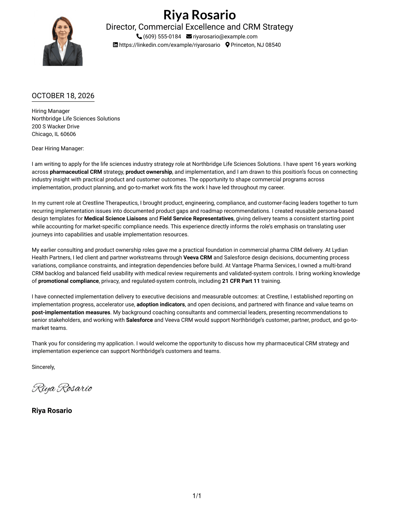 Cover letter example — page 1