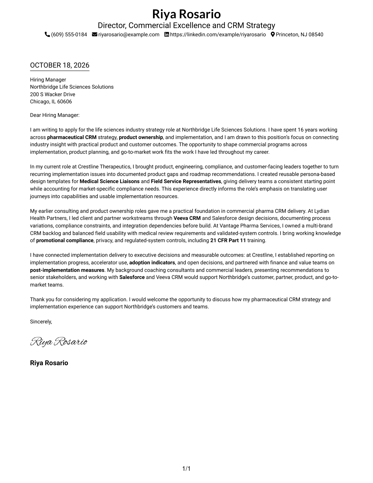 Cover letter example — page 1