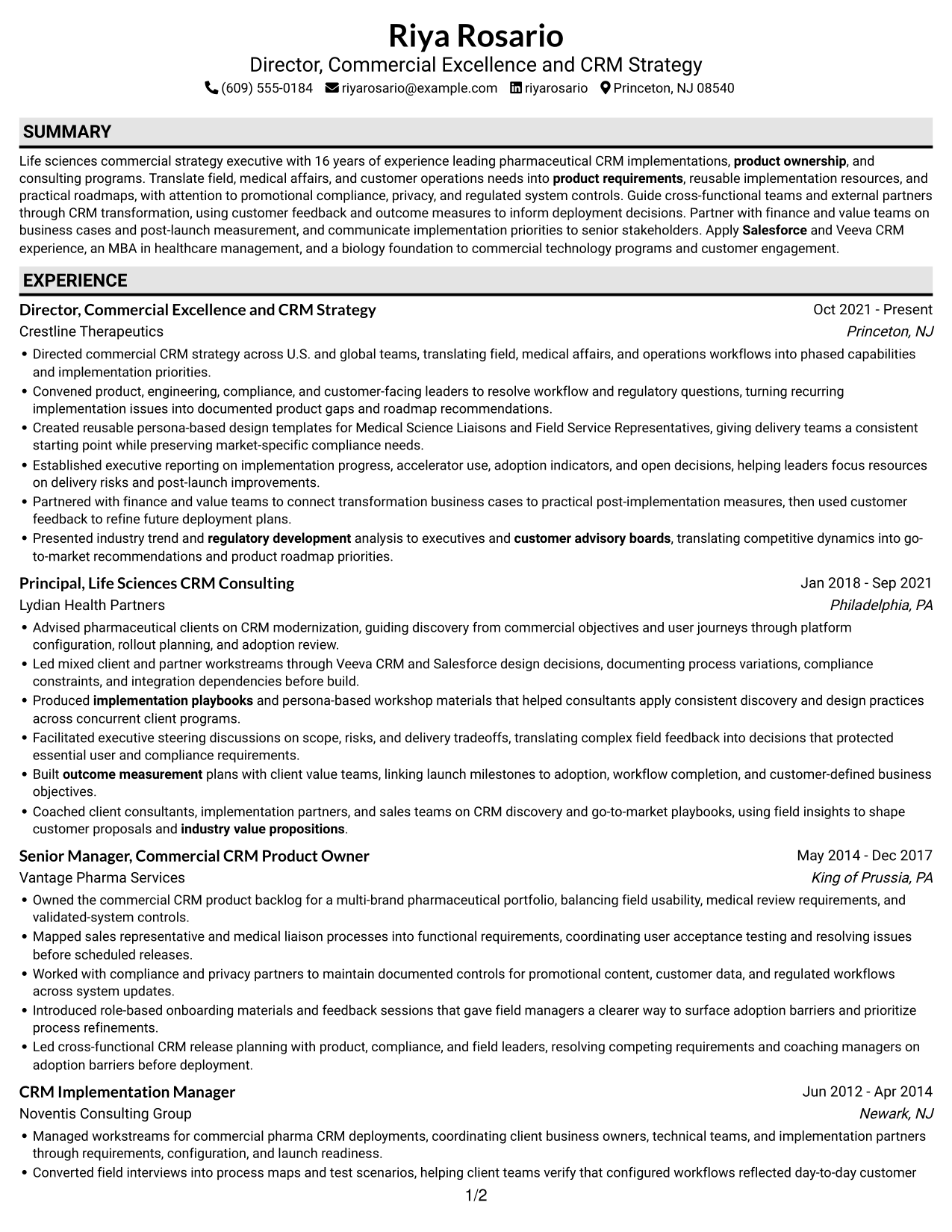 Resume example — page 1