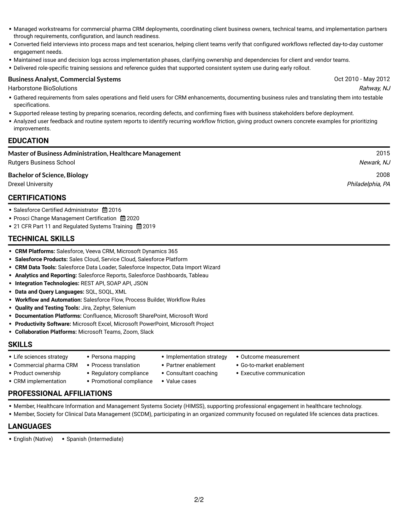 Resume example — page 2