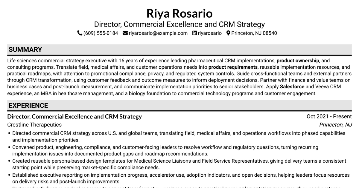 7 Director/Senior Director, Life Sciences Industry Strategy Resume Templates with Example