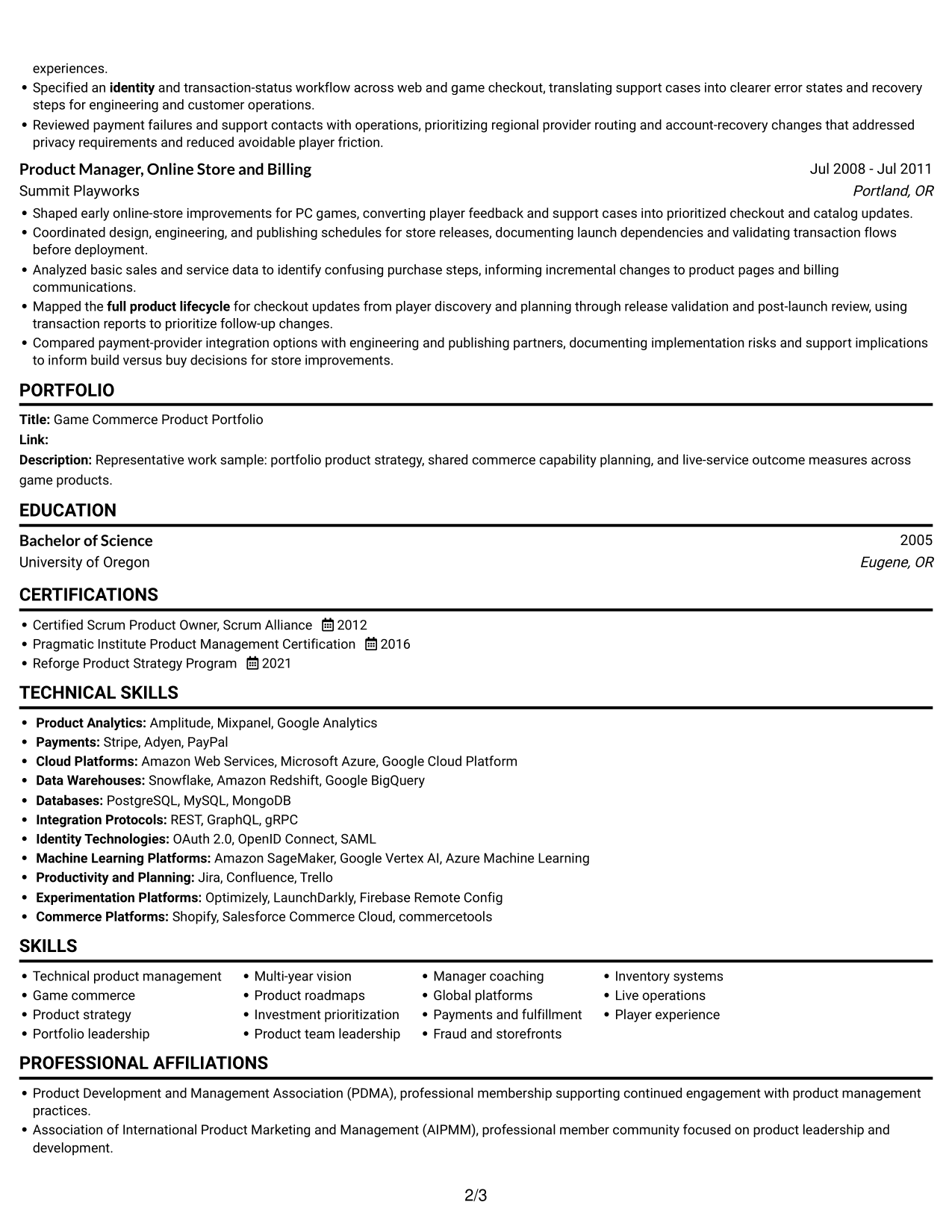 Resume example — page 2