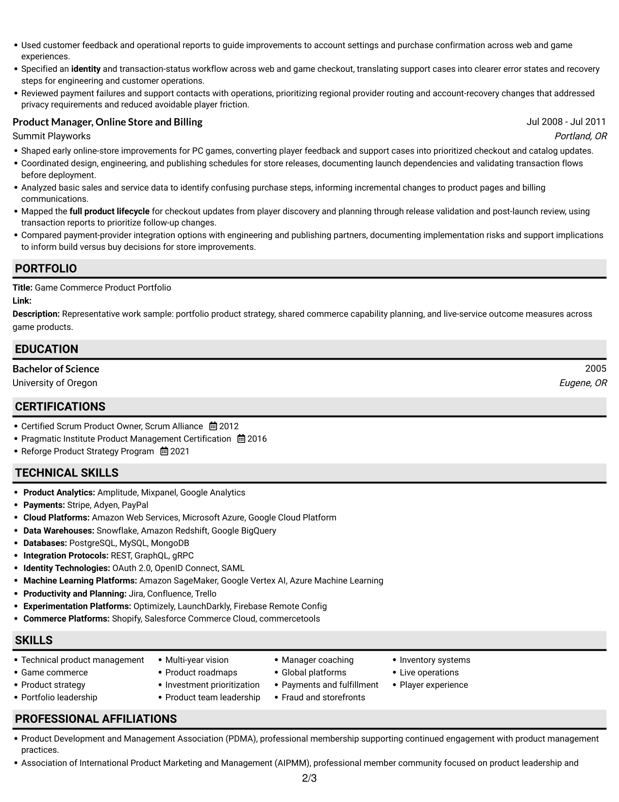 Resume example — page 2