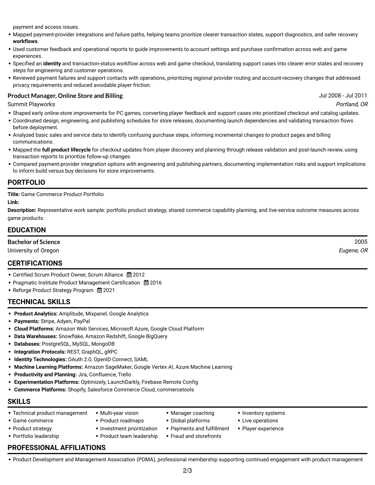 Resume example — page 2