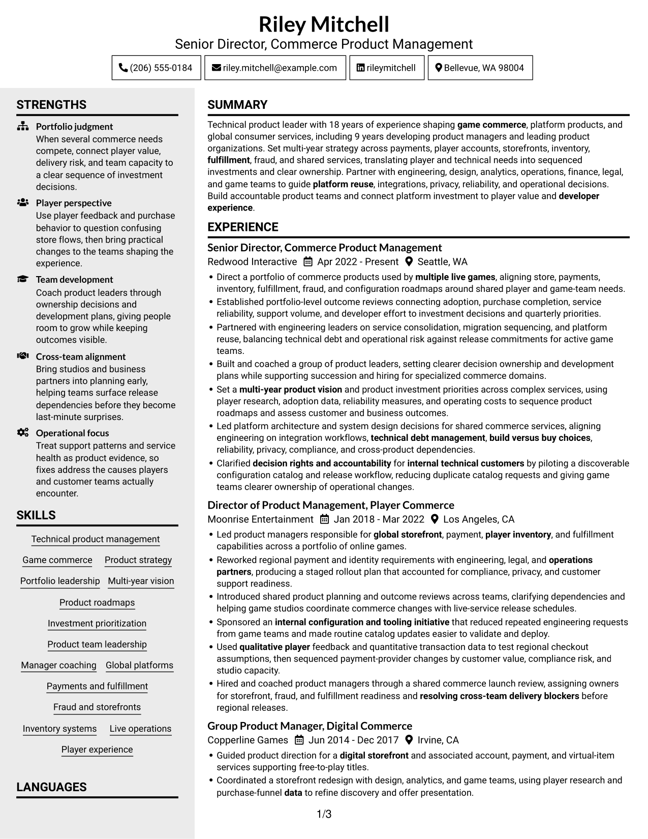 Resume example — page 1