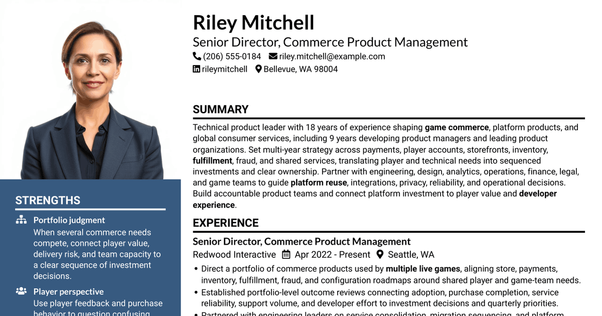 7 Director, Technical Product Management - Commerce Resume Templates with Example