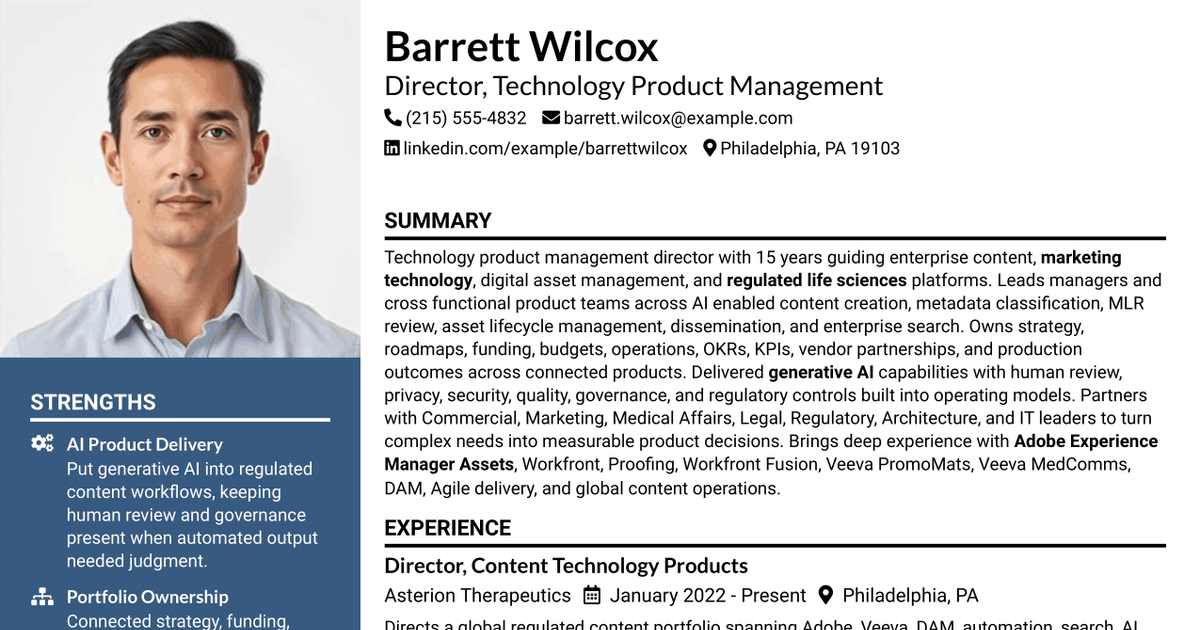 7 Director, Technology Product Management - Content Resume Templates with Example
