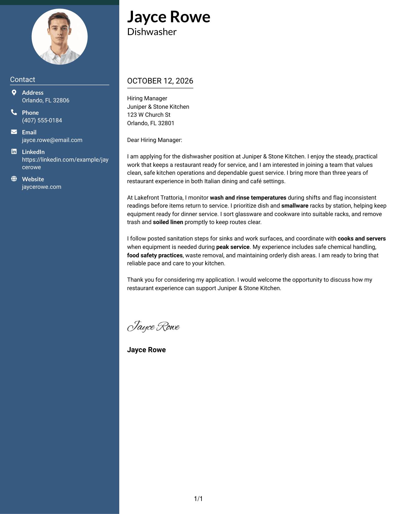 Cover Letter Example Page 1