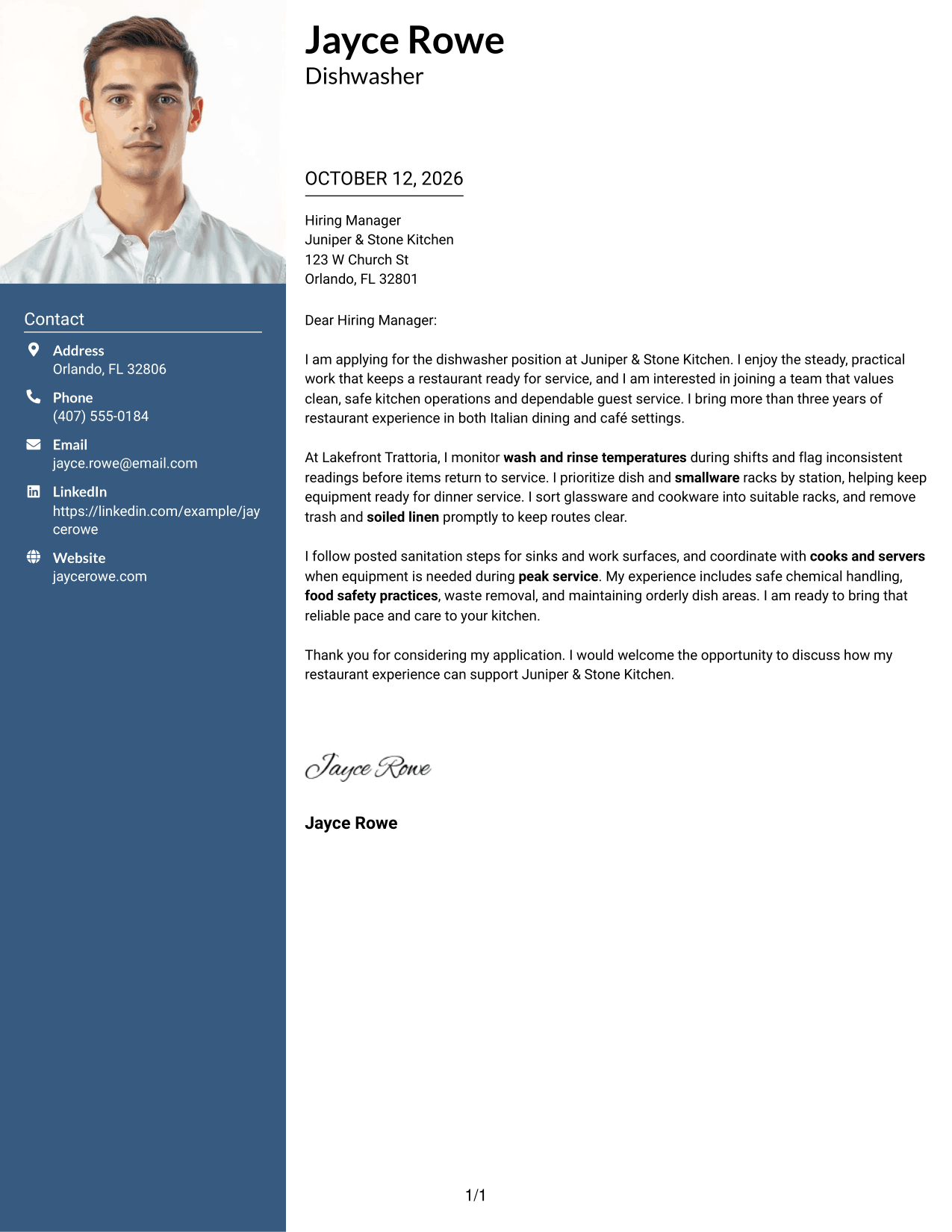 Cover Letter Example Page 1