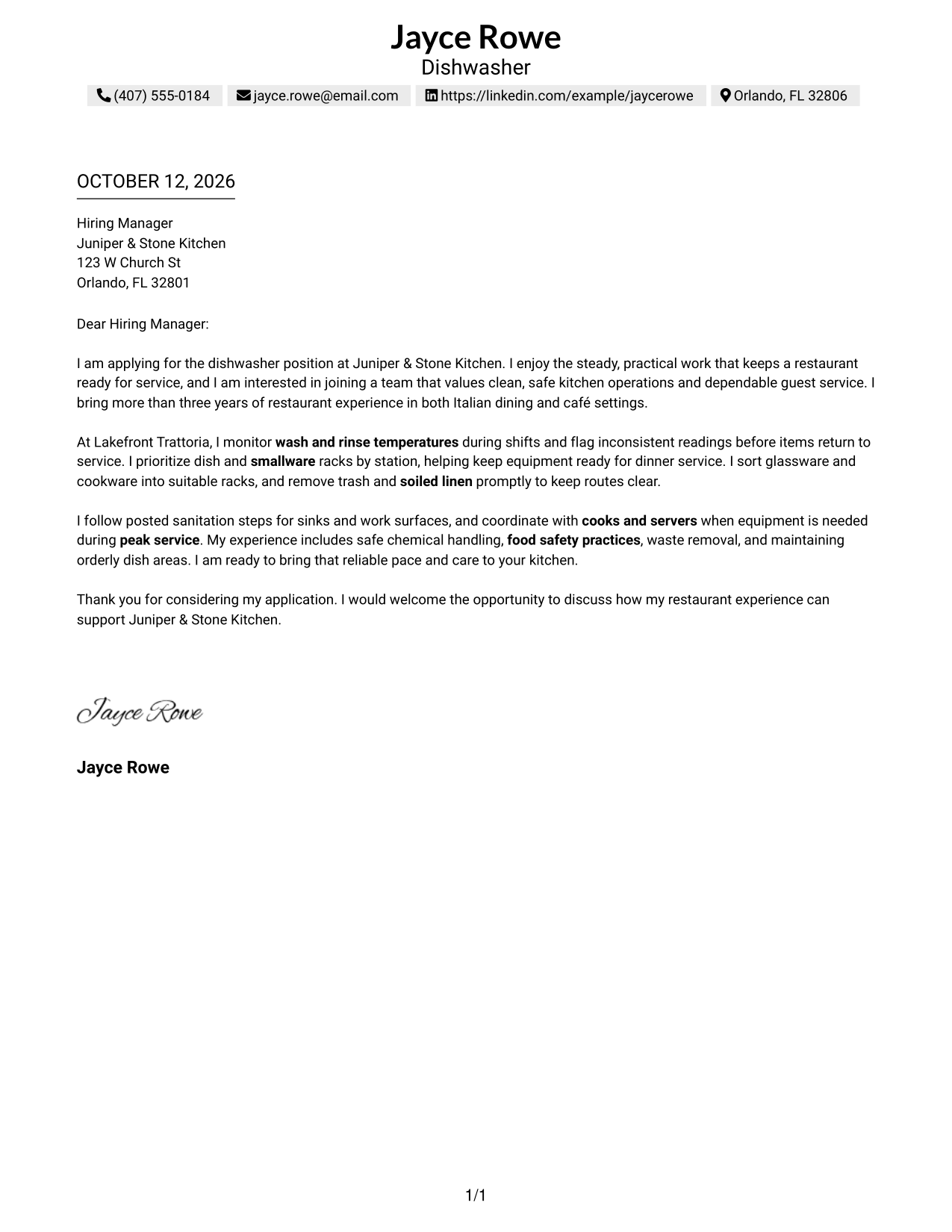Text/Fang Style Cover Letter Preview