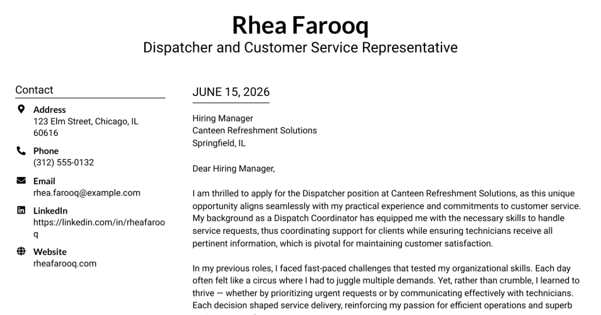30+ Dispatcher and Customer Service Representative Cover Letter Templates with Example 2026