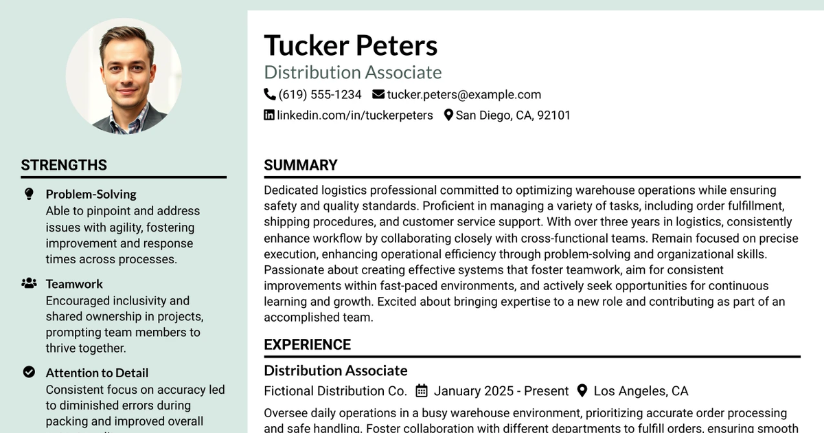33 Distribution Associate Resume Templates with Example 2026 (ATS-Optimized)