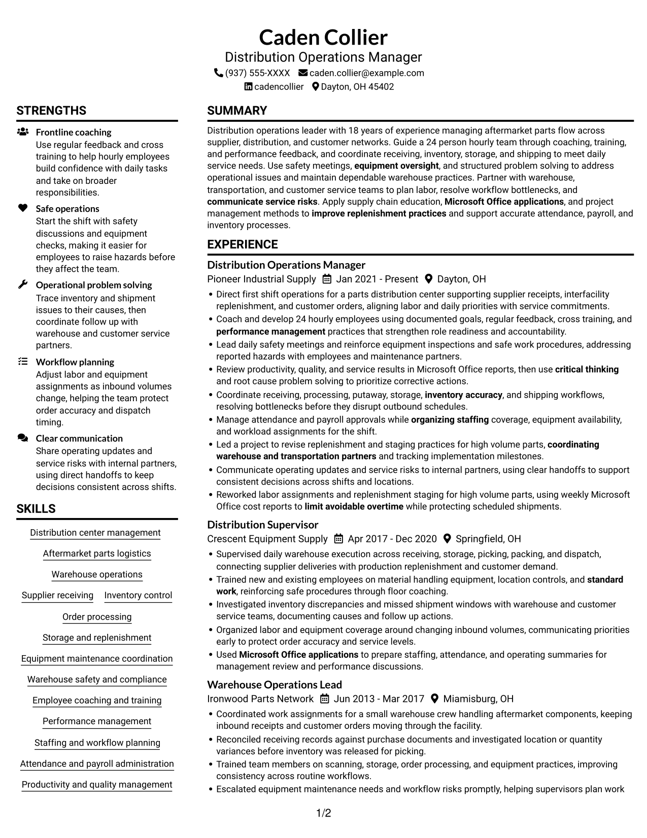 Resume example — page 1