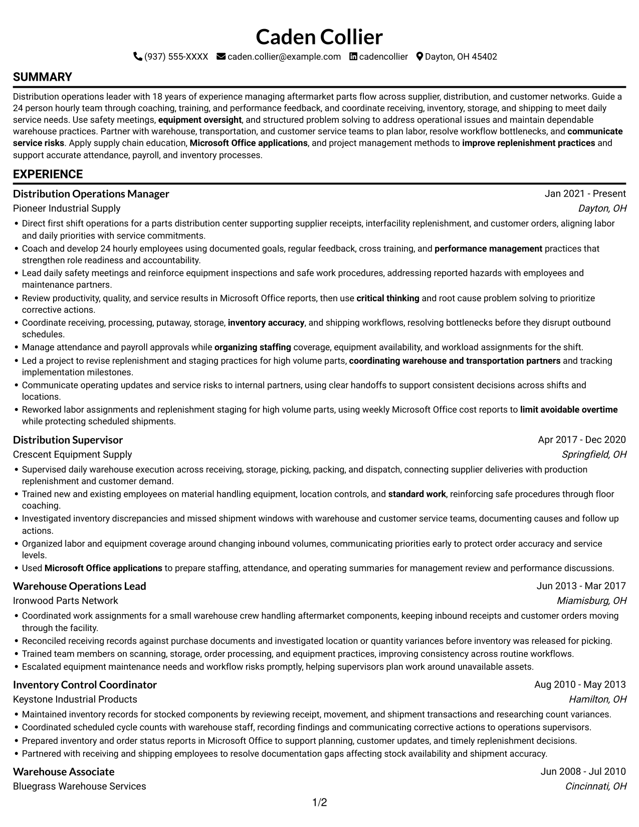 Resume example — page 1