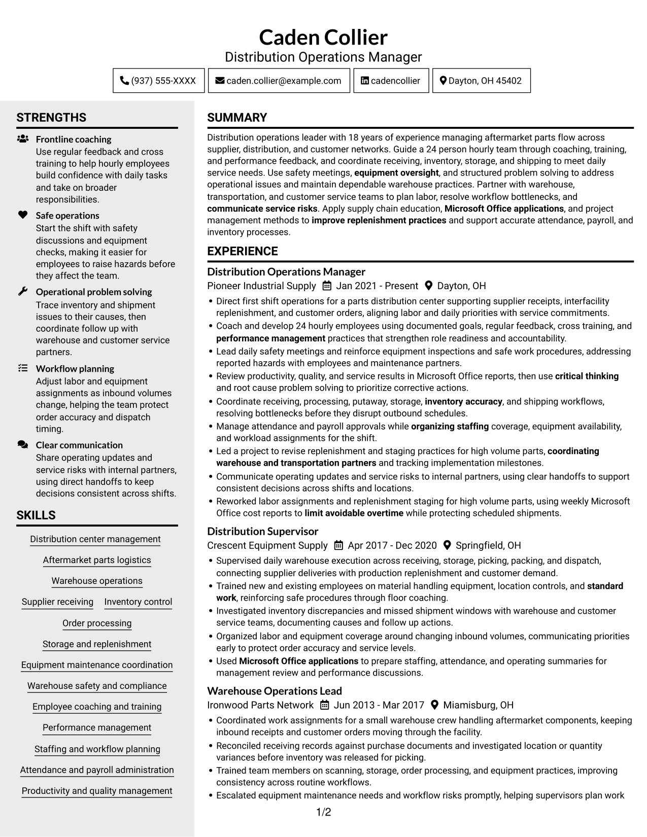 Resume example — page 1