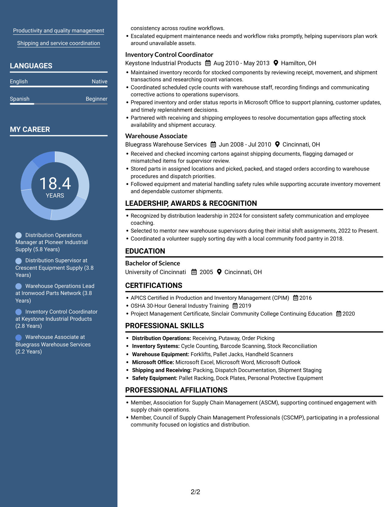 Resume example — page 2