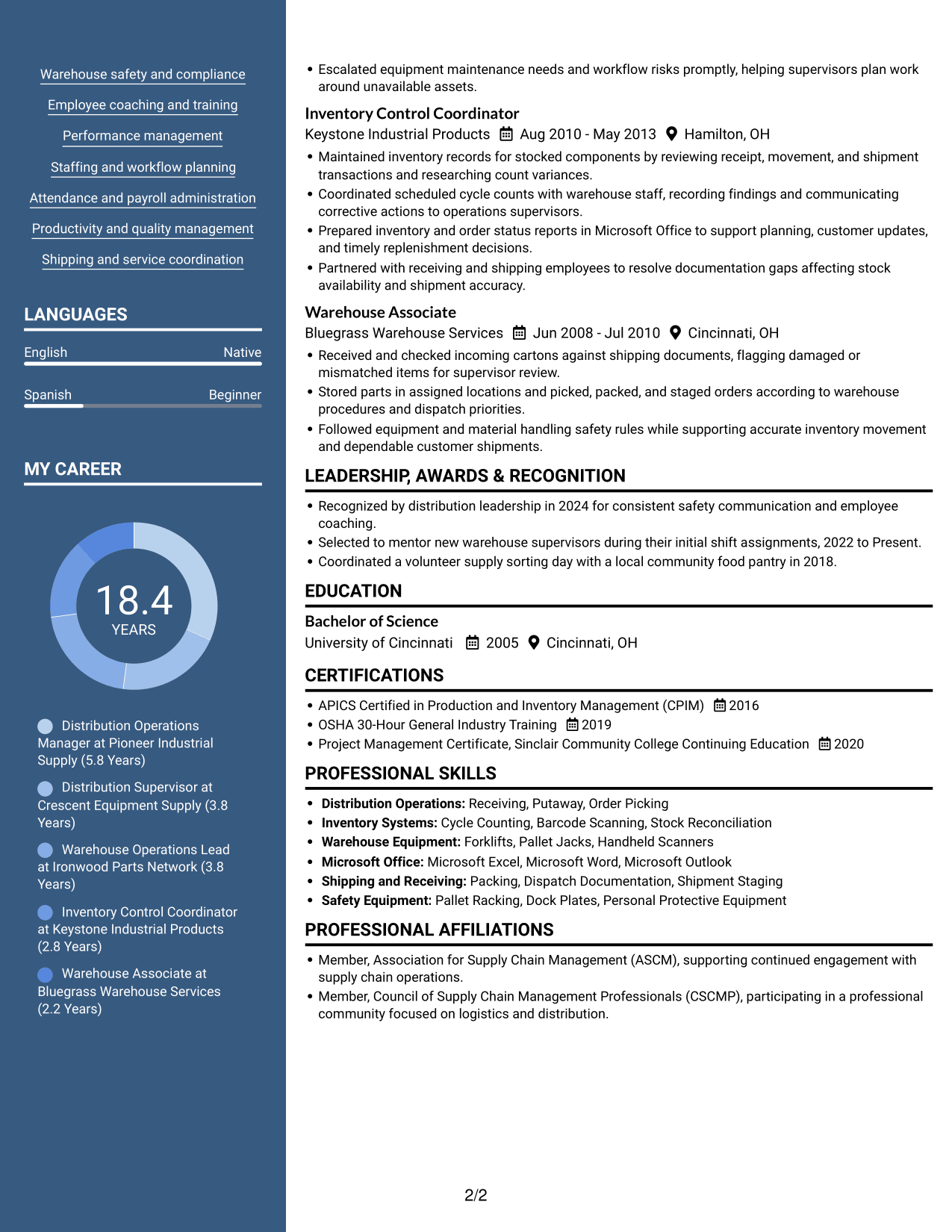 Resume example — page 2