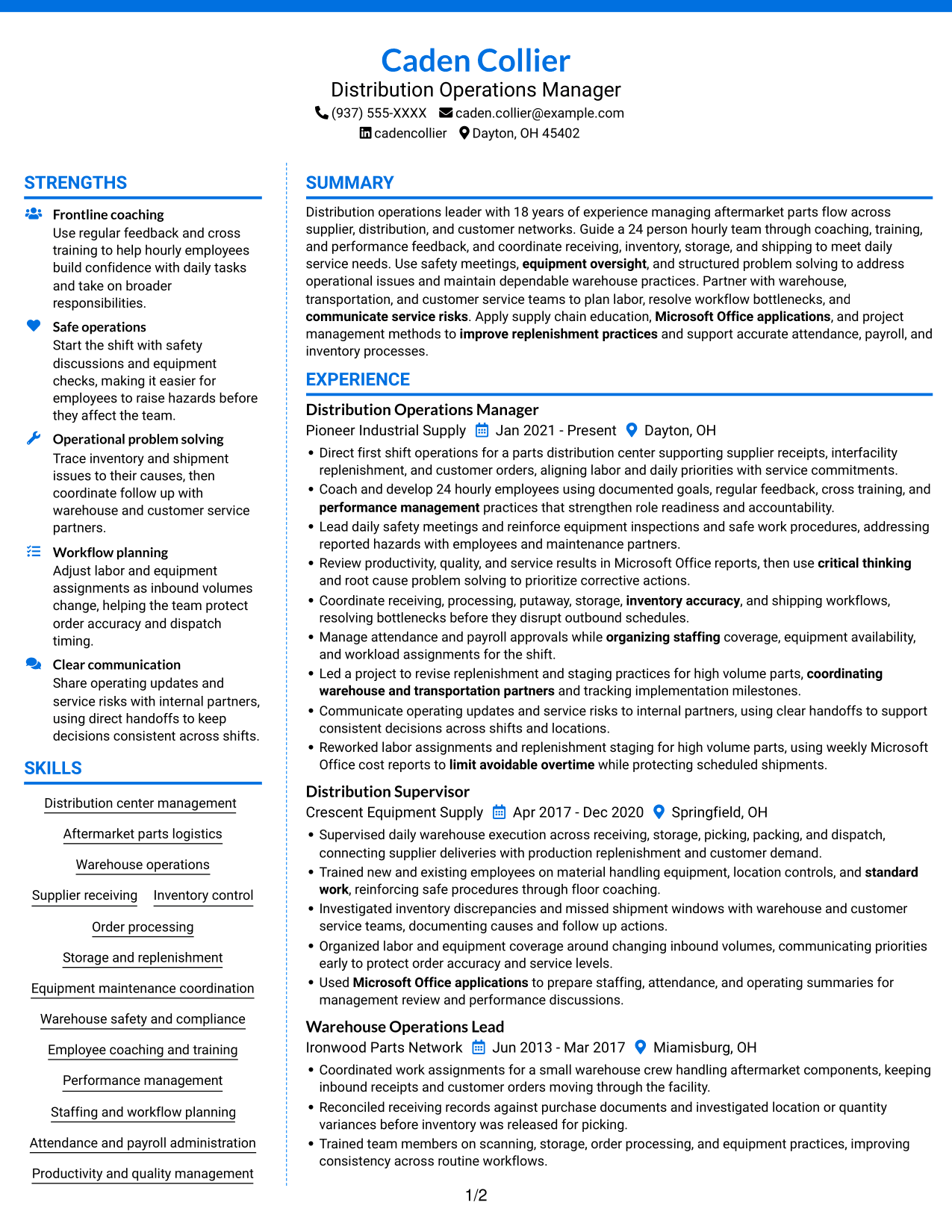 Resume example — page 1