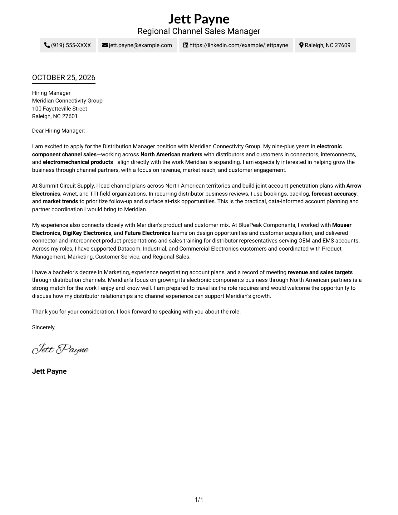 Cover letter example — page 1