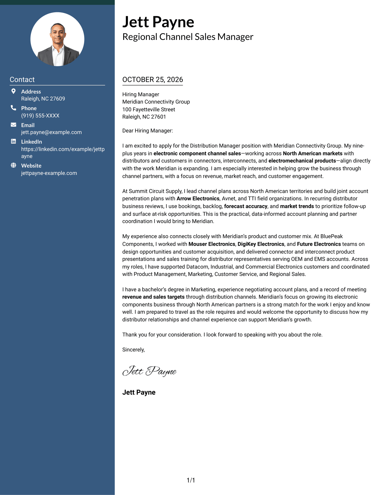 Cover letter example — page 1