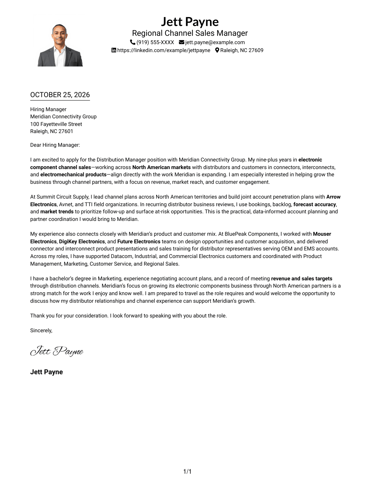Cover letter example — page 1