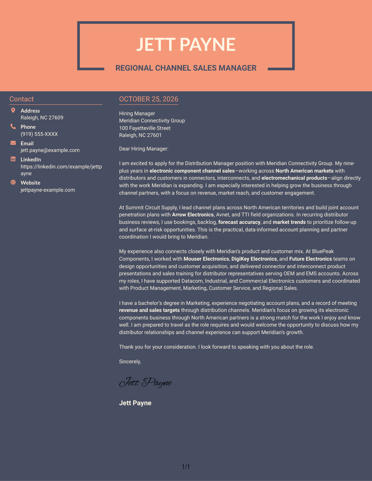 Cover letter example — page 1