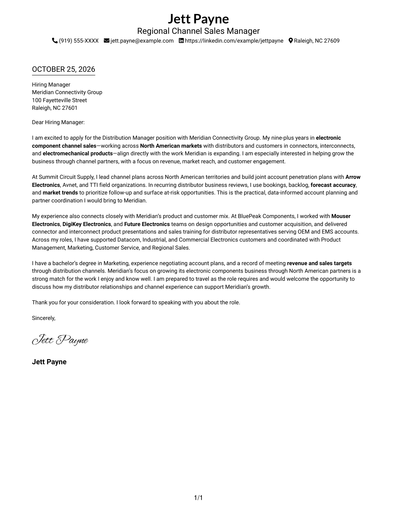 Cover letter example — page 1