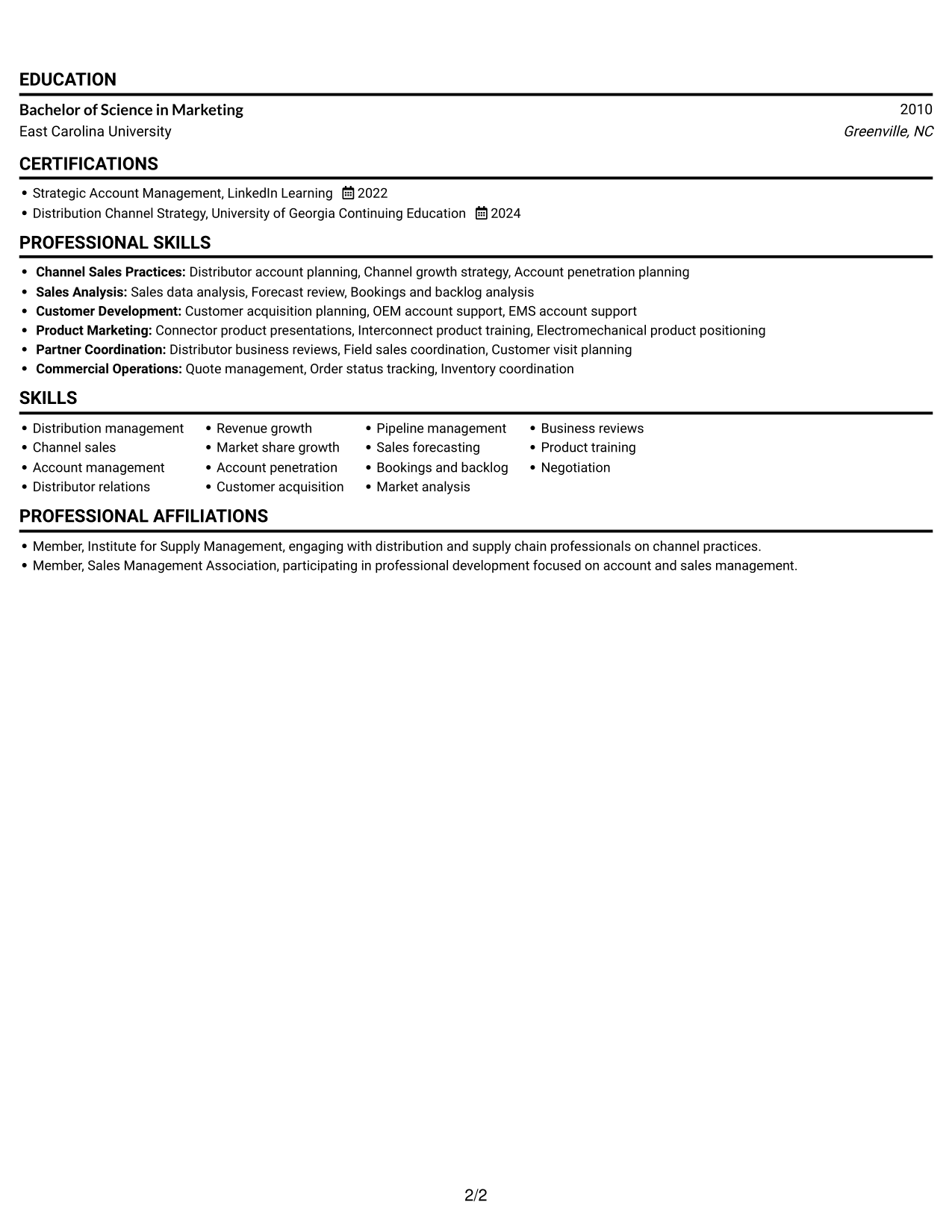 Resume example — page 2