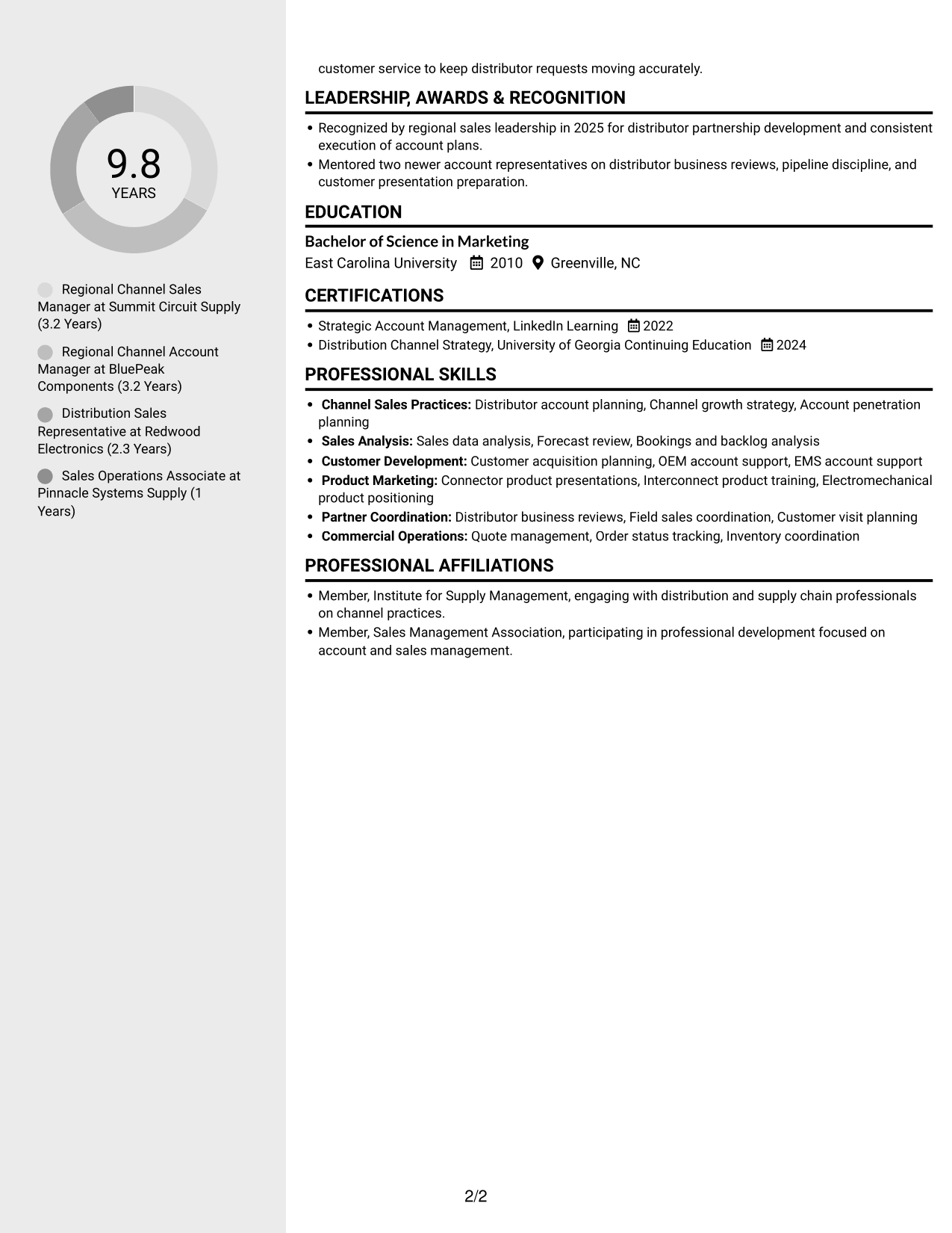 Resume example — page 2