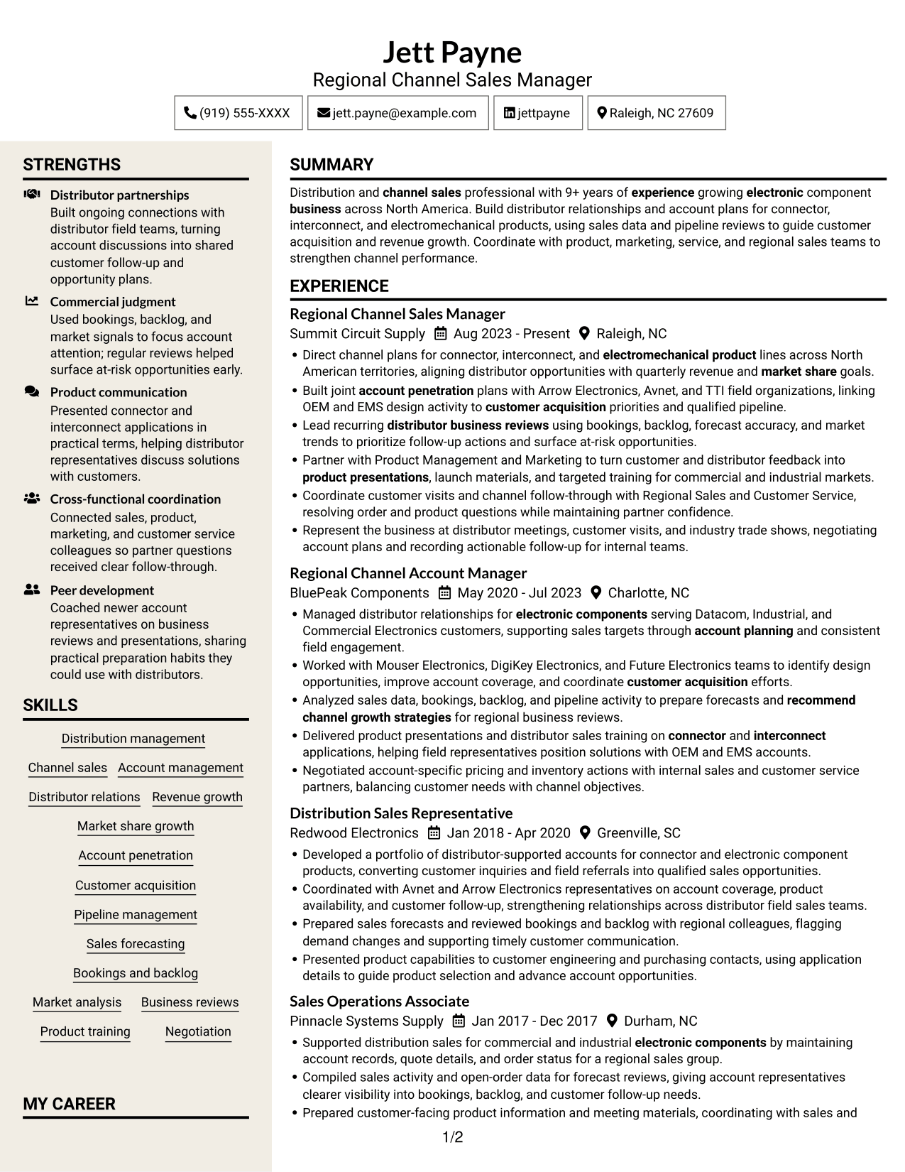 Resume example — page 1