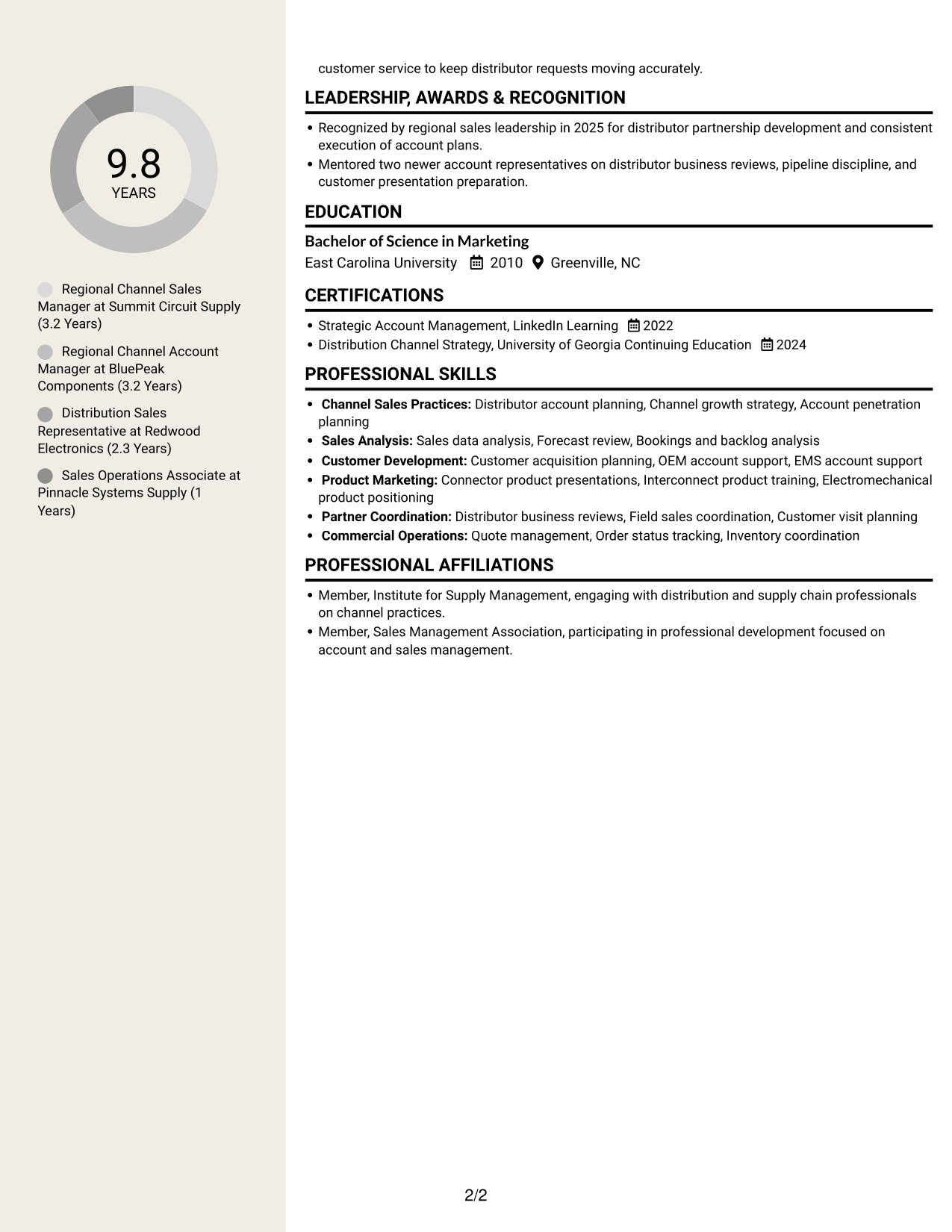 Resume example — page 2