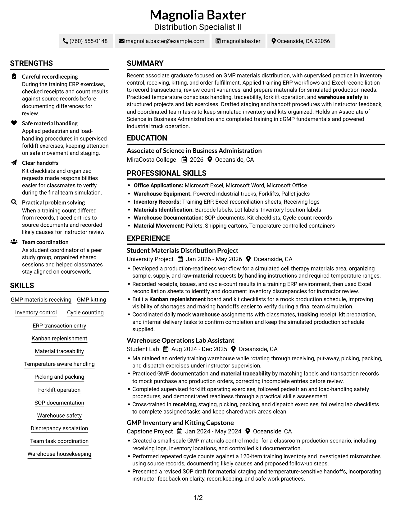 Resume example — page 1