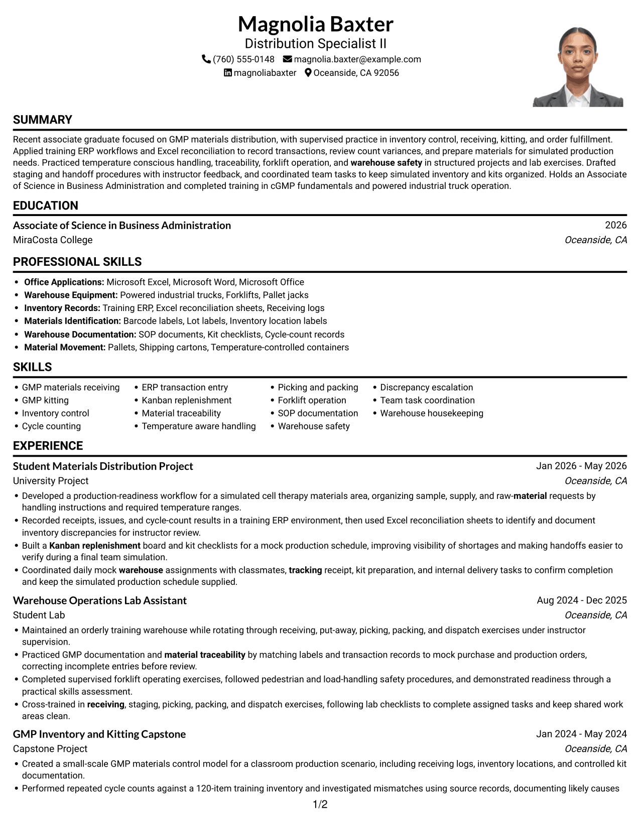 Resume example — page 1