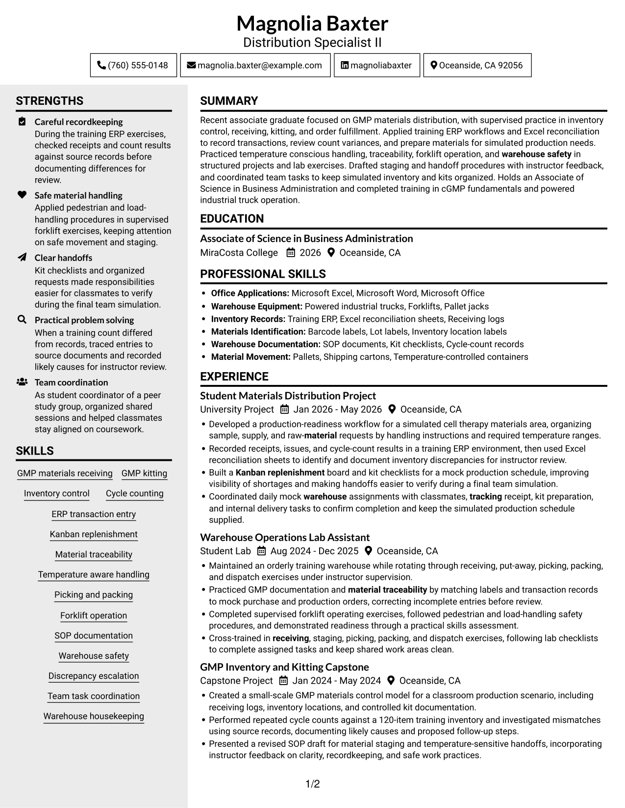Resume example — page 1