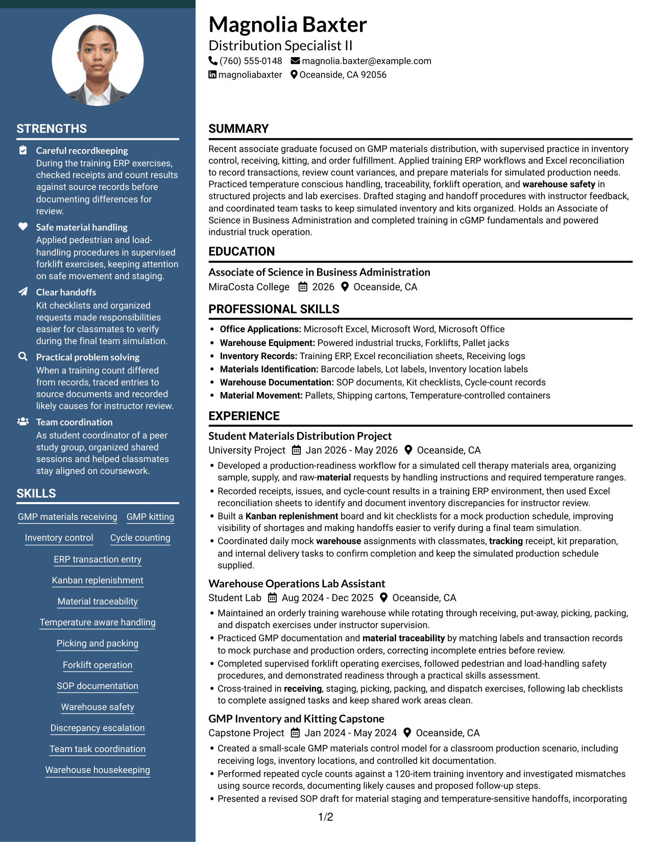 Resume example — page 1