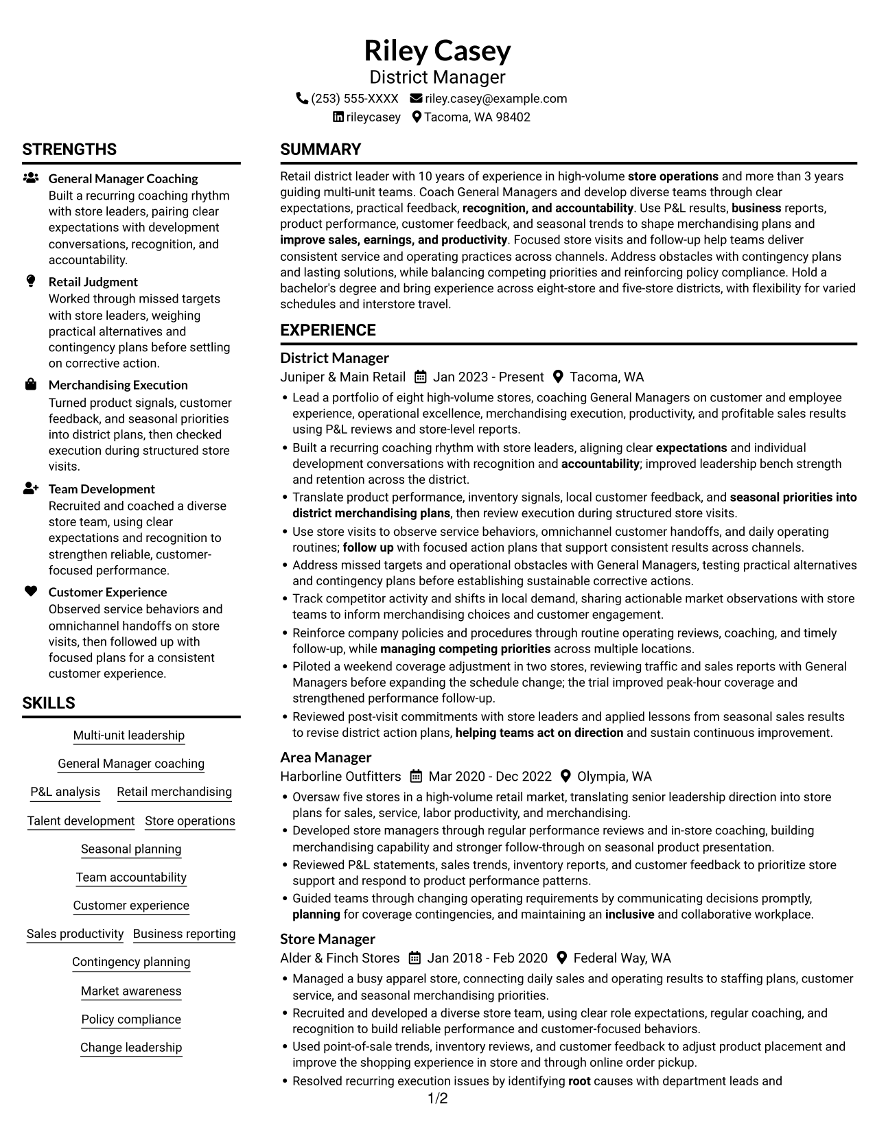 Resume example — page 1