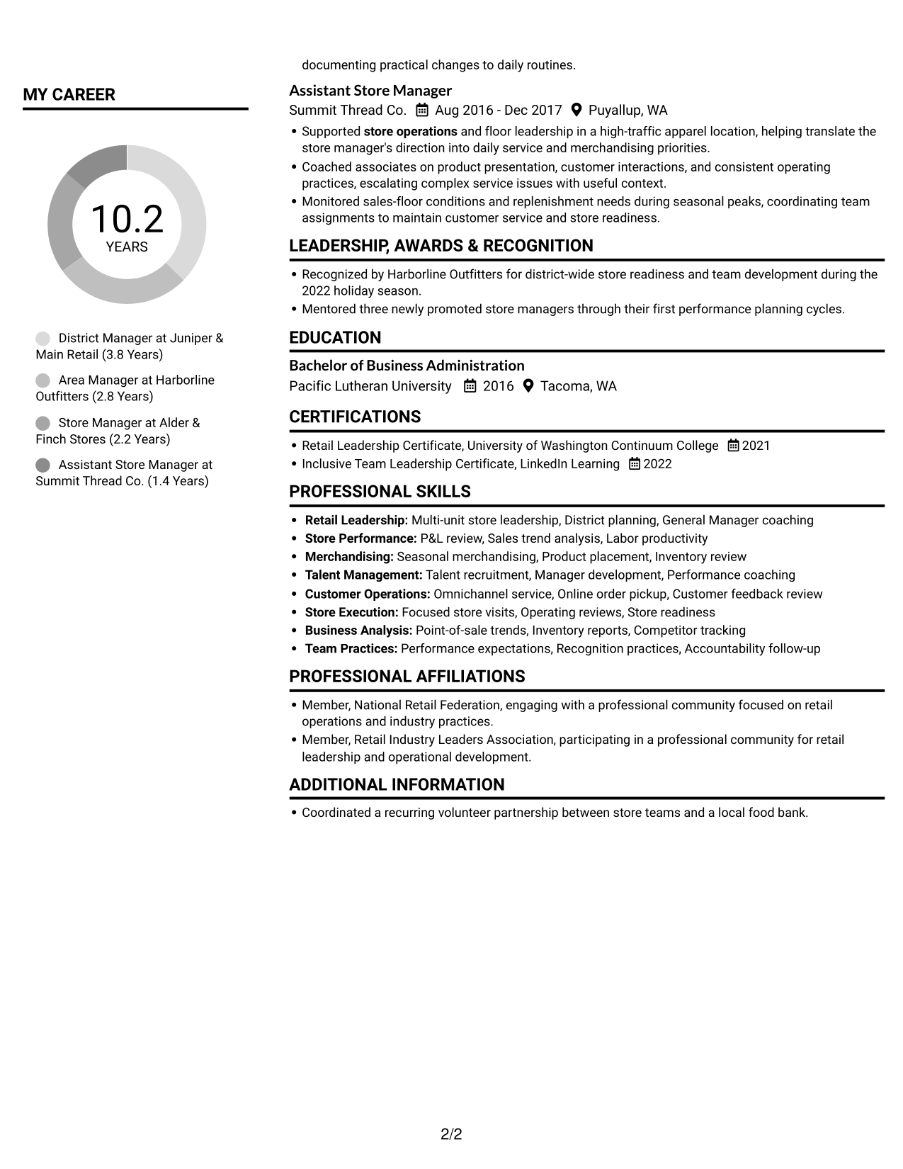 Resume example — page 2