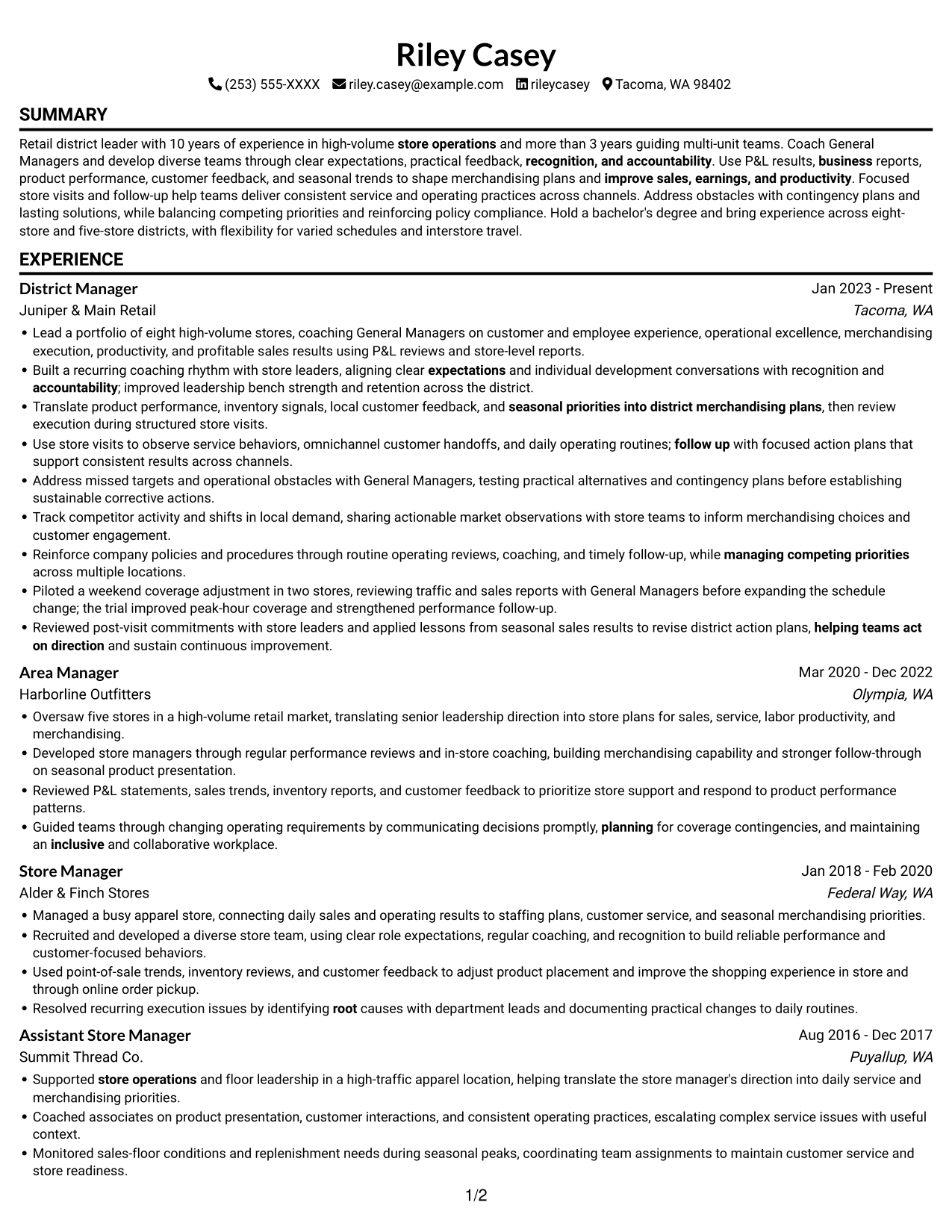 Resume example — page 1