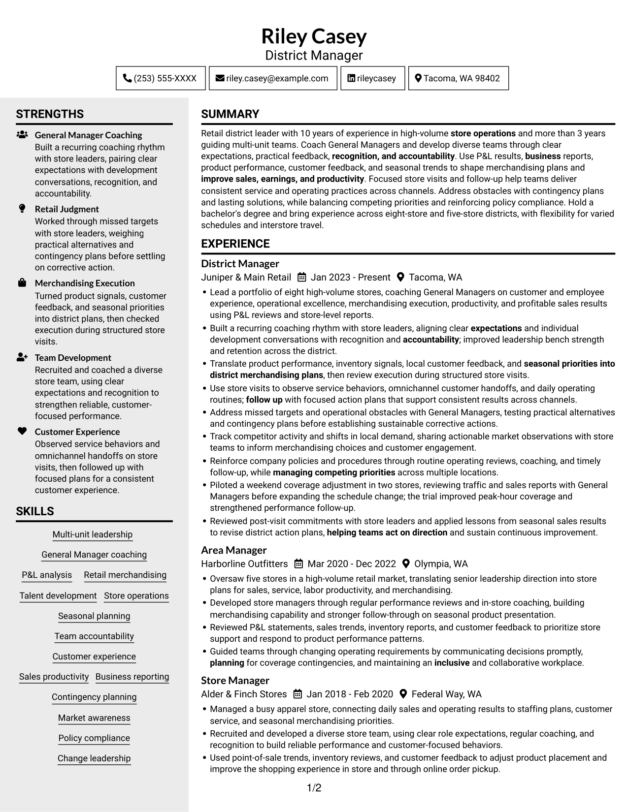 Resume example — page 1