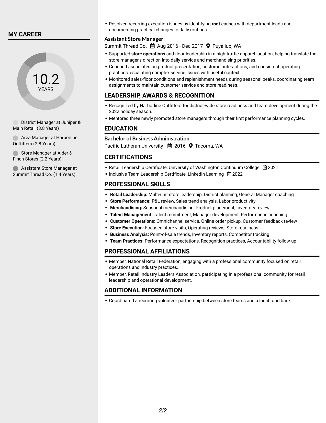 Resume example — page 2