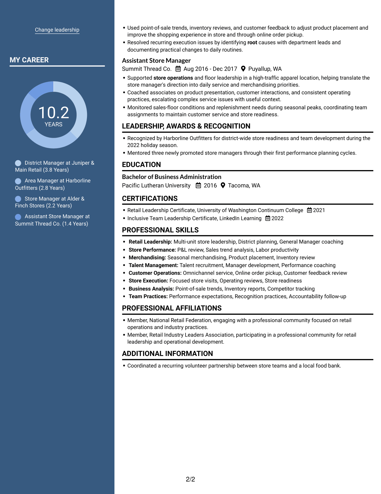 Resume example — page 2
