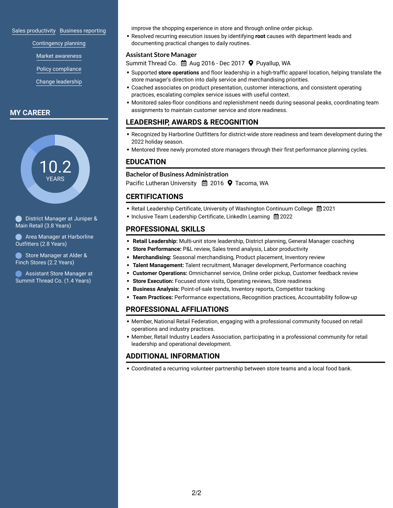 Resume example — page 2