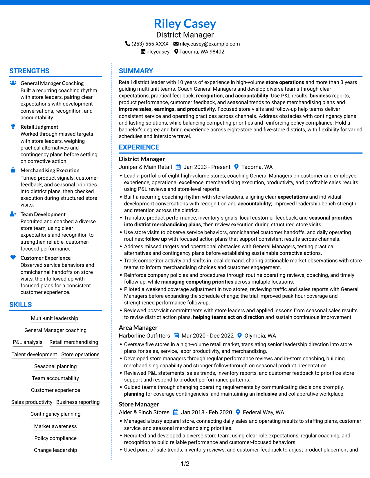 Resume example — page 1