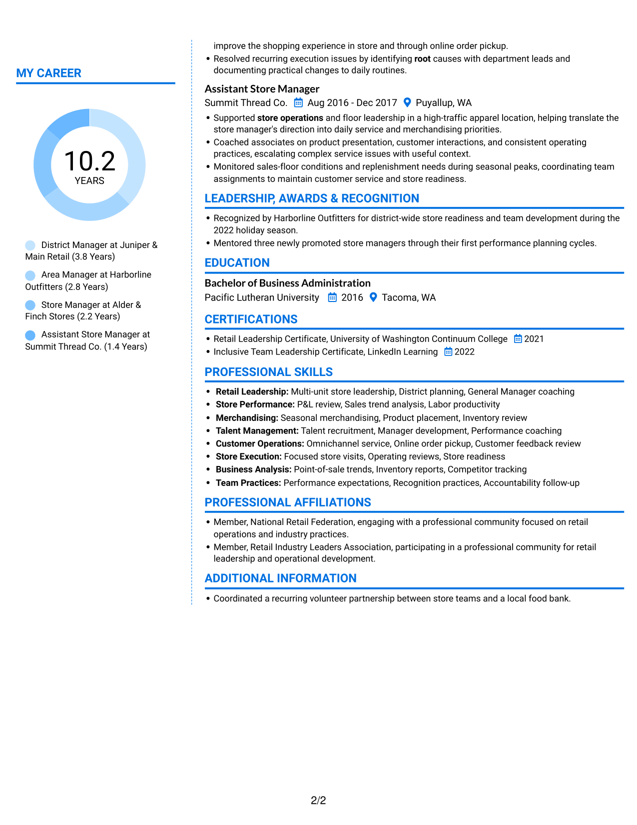 Resume example — page 2