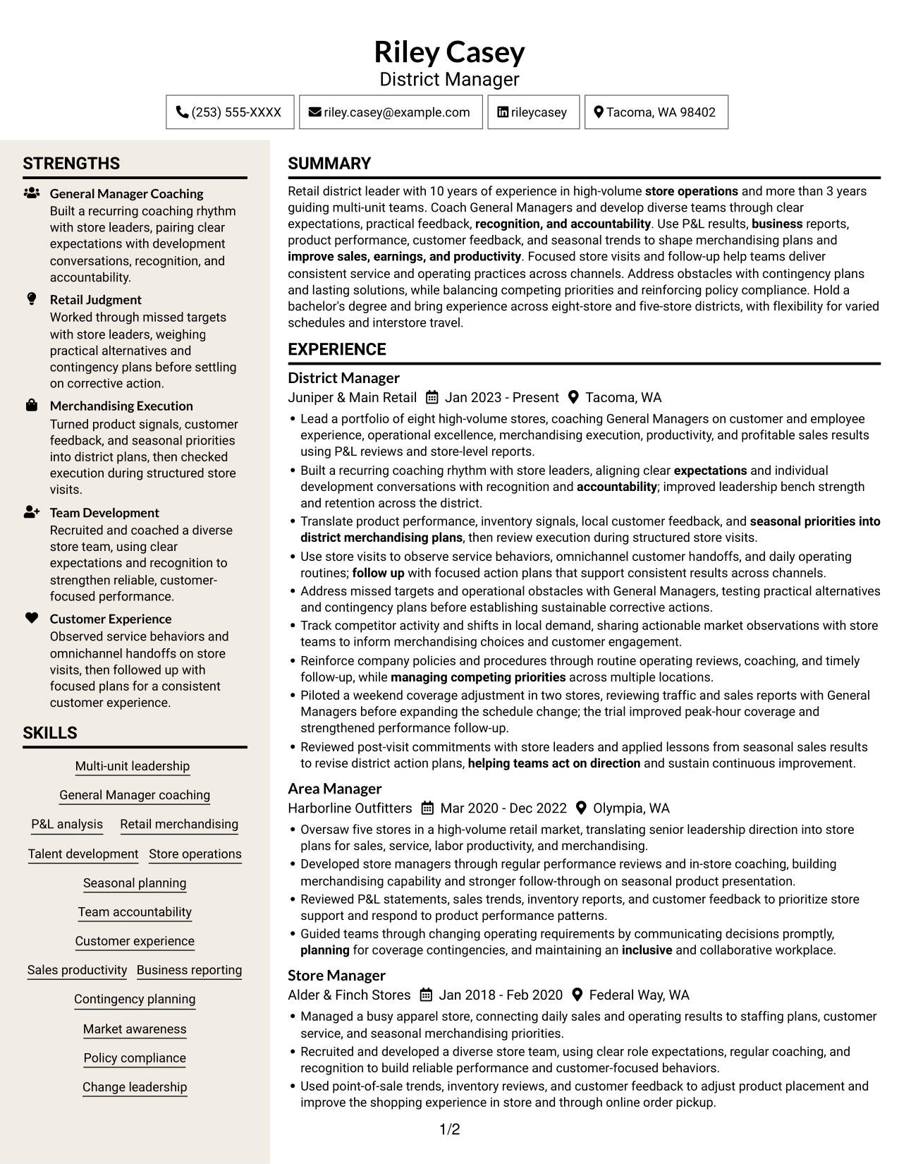 Resume example — page 1