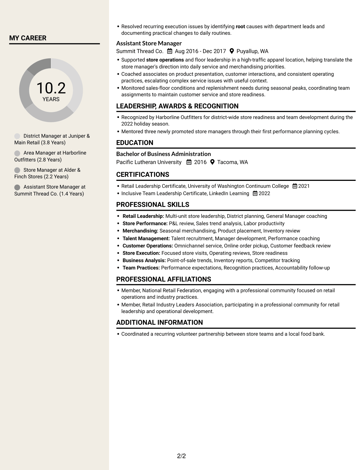 Resume example — page 2